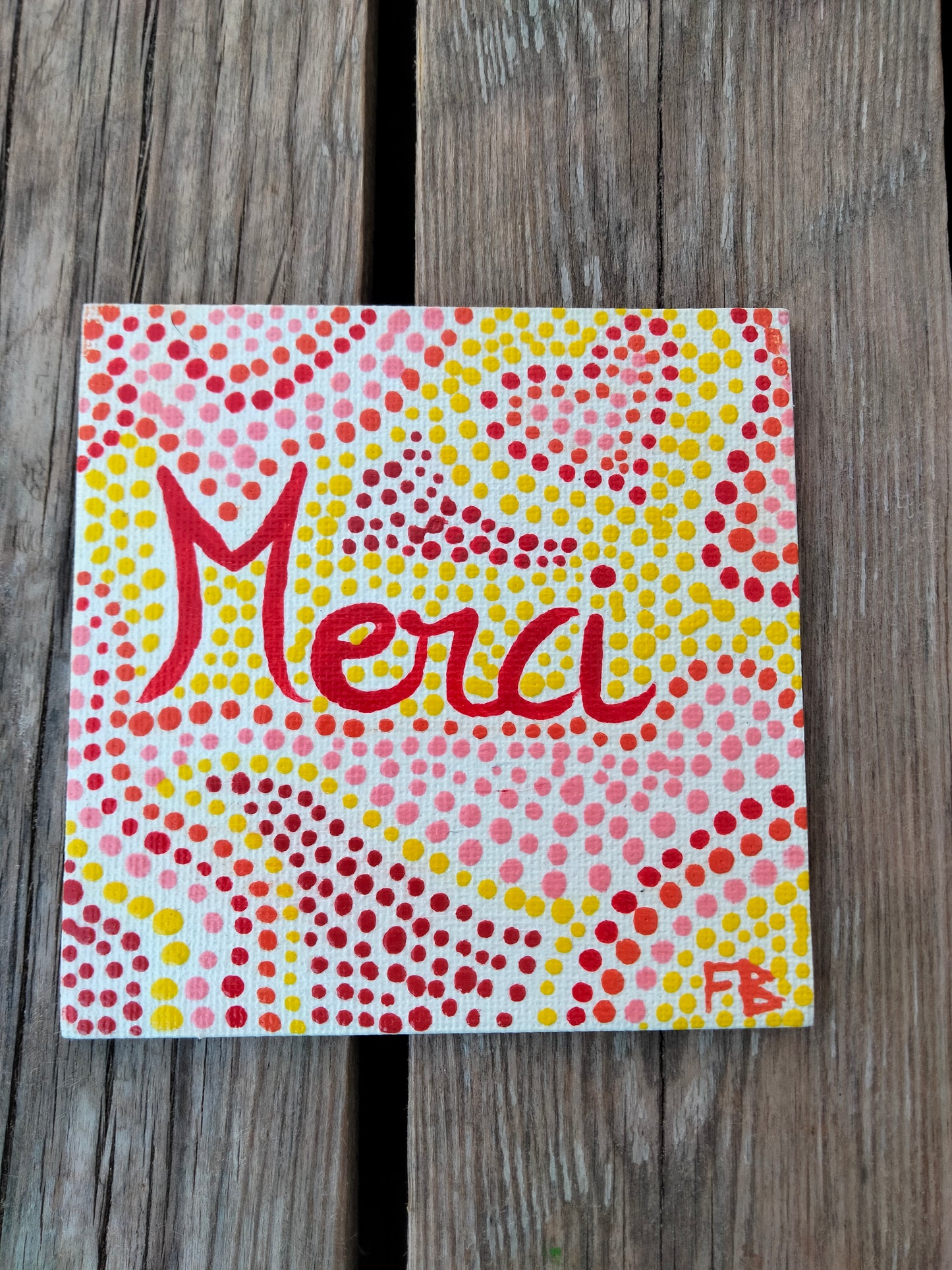 Aimants sur toile " Merci "