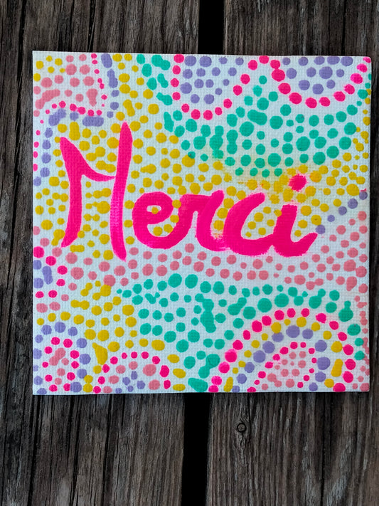 Aimants sur toile " Merci "